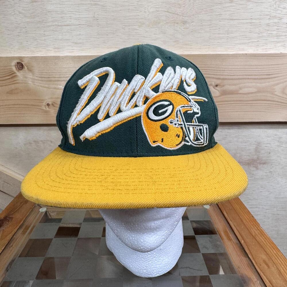 Vintage Green Bay Packers Hat Cap Snap Back NFL Football Script Mens 90s